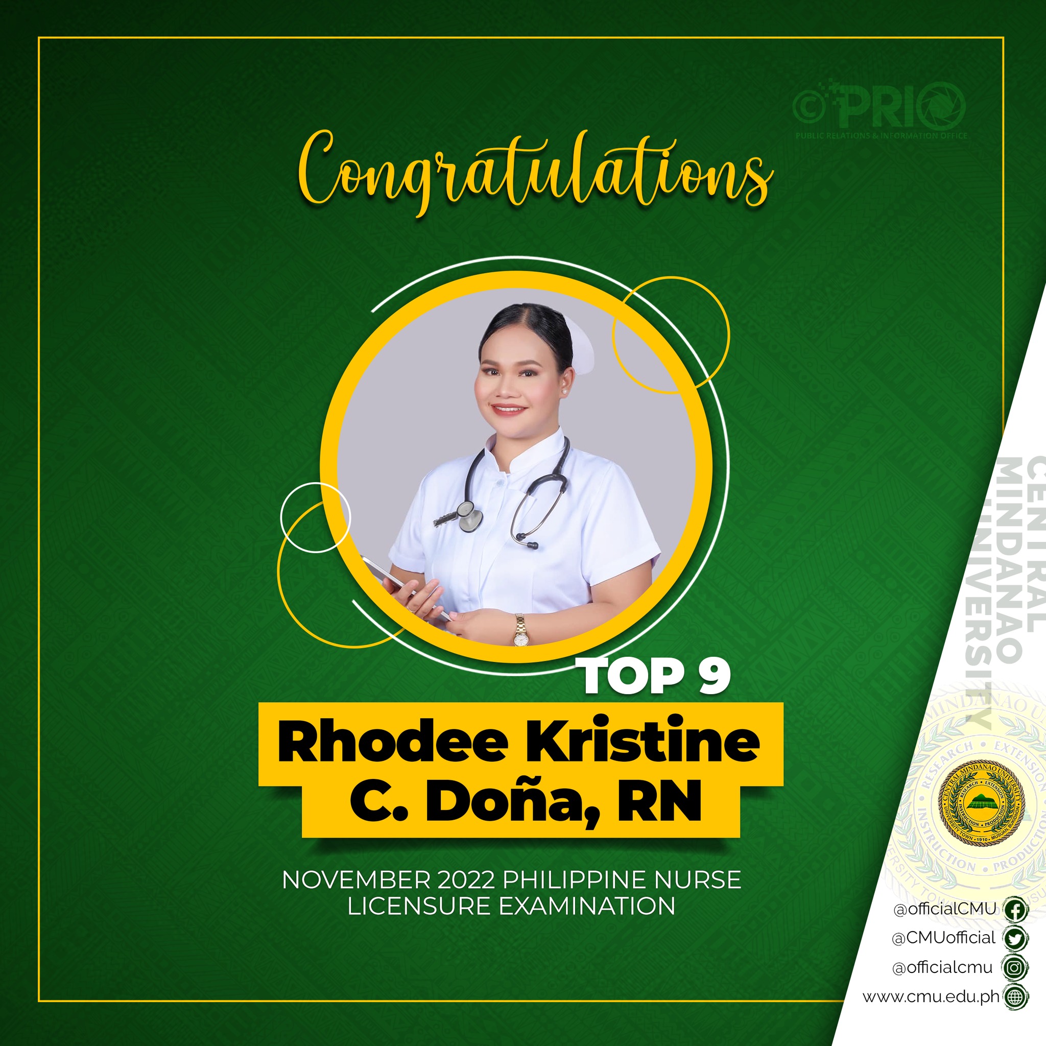 [CMUPride] Central Mindanao University is the 𝟯𝗿𝗱 𝘁𝗼𝗽 𝗽𝗲𝗿𝗳𝗼𝗿𝗺𝗶𝗻𝗴