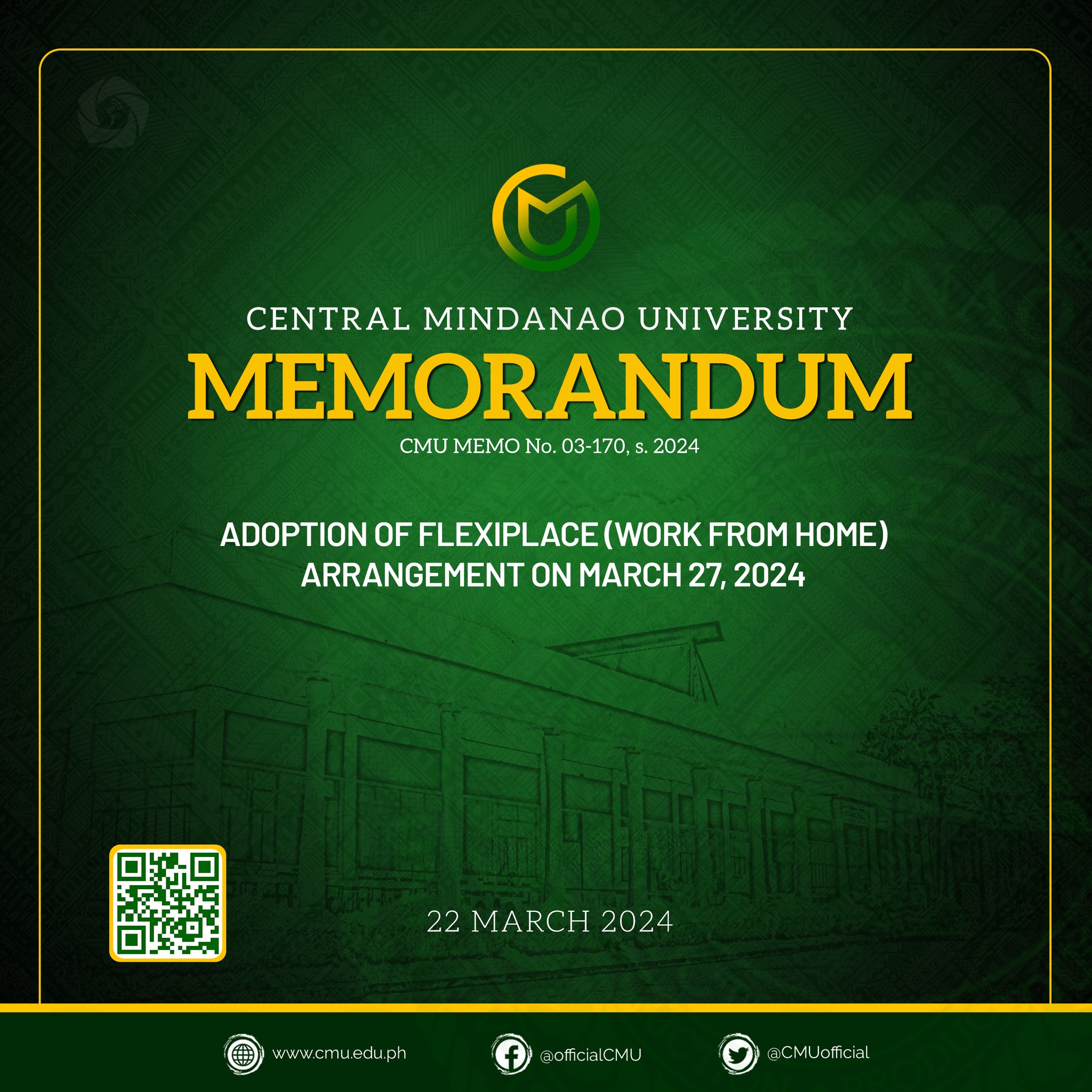 Flexiplace Work from Home Arrangement Central Mindanao University