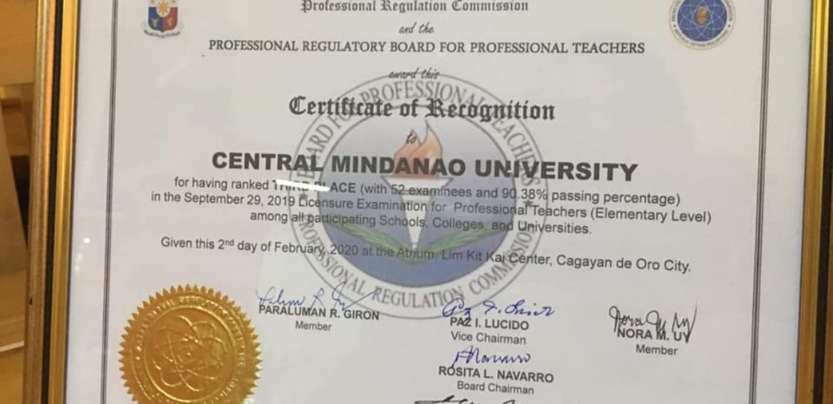 #CMUPride: CMU ranked THIRD in the September 2019 Licensure Examination for Professional Teachers (Elementary Level)