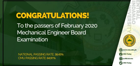 CONGRATULATIONS! To the passers of February 2020 Mechanical Engineer Board Examination
