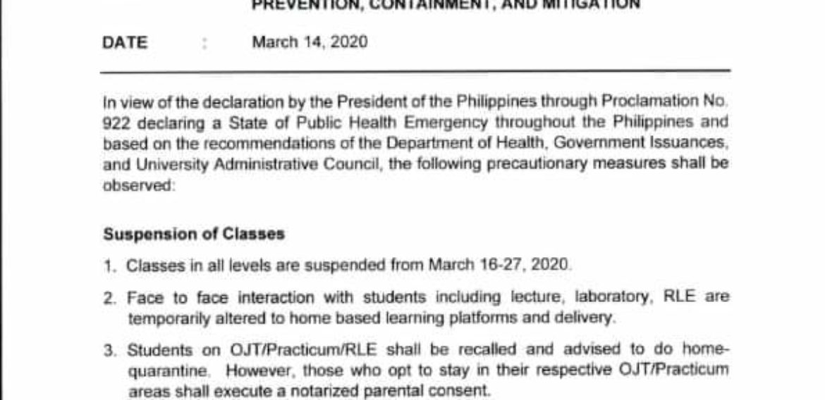 PLEASE READ: University Interim Guidelines for the COVID-19 Prevention, Containment, and Mitigation.