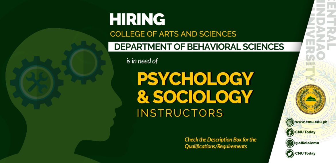 HIRING: HIRING: The Department of Behavioral Sciences is in need of Psychology and Sociology Instructors