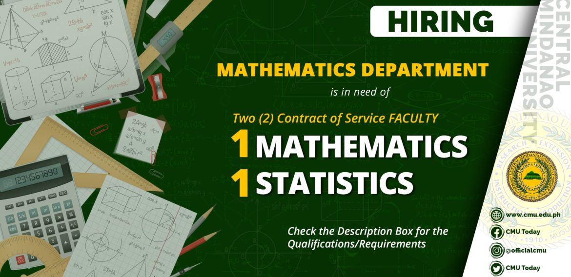HIRING: Department of Mathematics