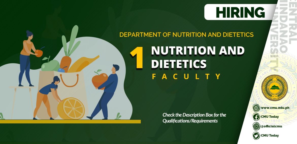HIRING: One (1) Faculty member of the Department of Nutrition and Dietetics for the First Semester, SY 2020-2021