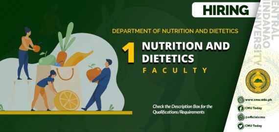 HIRING: One (1) Faculty member of the Department of Nutrition and Dietetics for the First Semester, SY 2020-2021