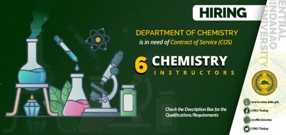 HIRING: The Chemistry Department is in need of Six (6) Contract of Service Faculty Members