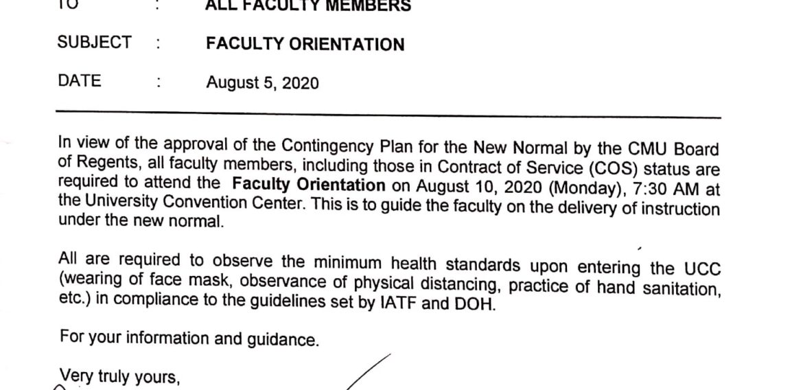 ANNOUNCEMENT: FACULTY ORIENTATION