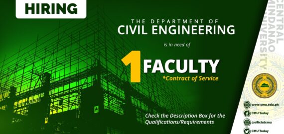 HIRING: The Department of Civil Engineering urgently needs One (1) Contract of Service Faculty.