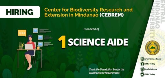 HIRING: Center for Biodiversity Research and Extension in Mindanao (CEBREM) is in need of one (1) Science Aide