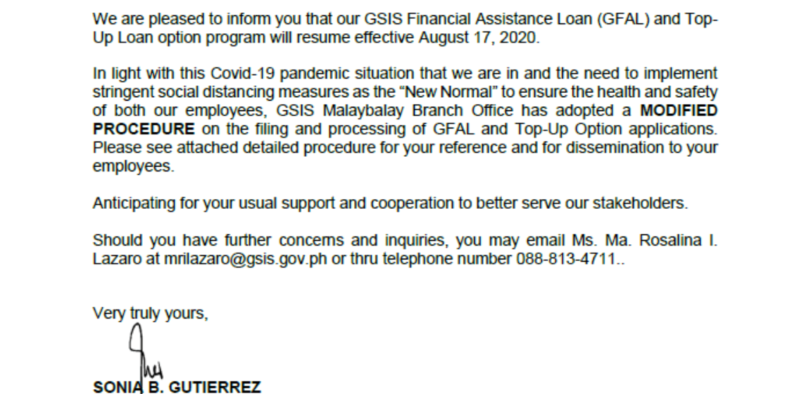 LOOK: GSIS Malaybalay Branch Office Announcement