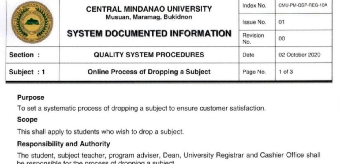 LOOK: Online Process of Dropping a Subject