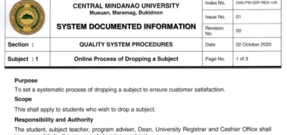 LOOK: Online Process of Dropping a Subject