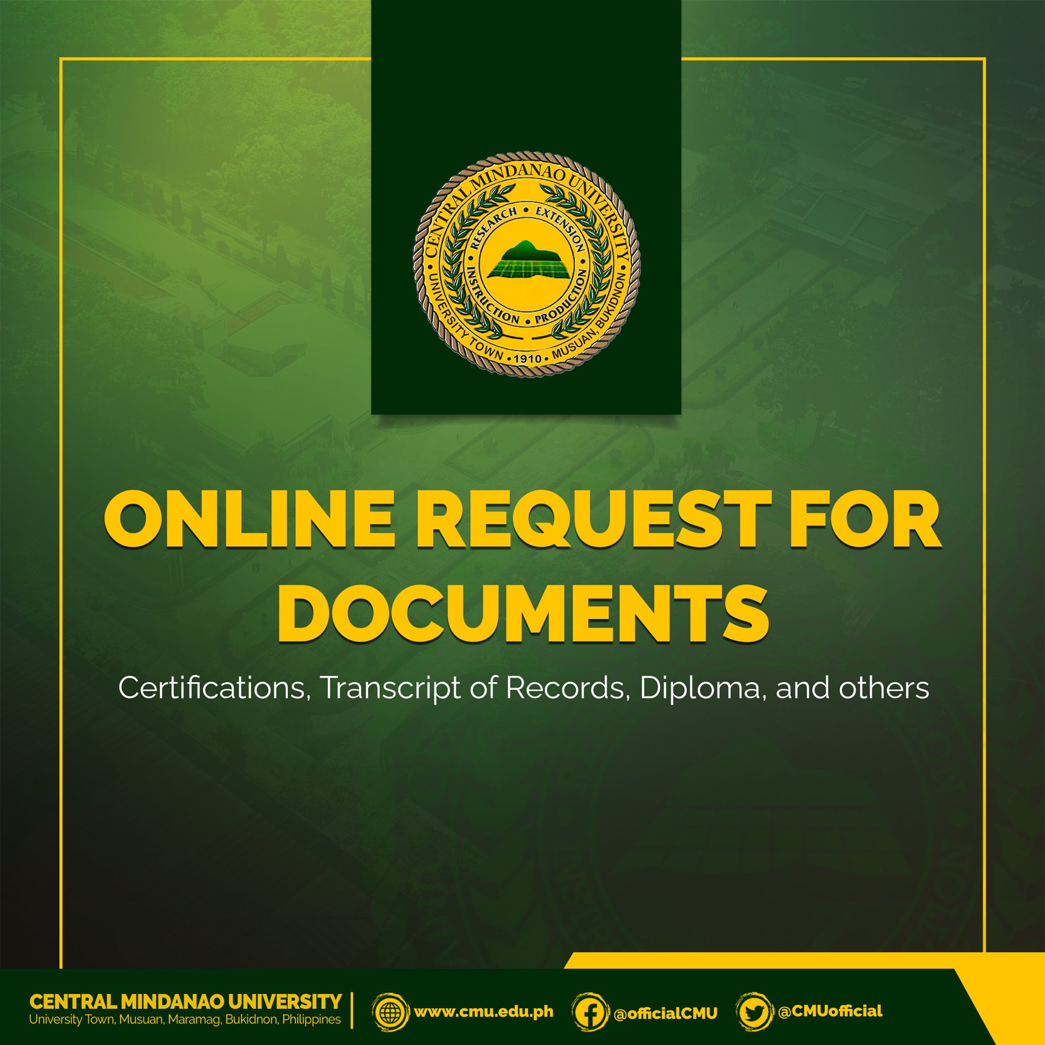Online Request for Documents Certifications, Transcript of Records
