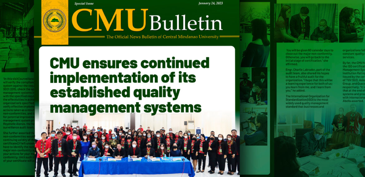 [CMU BULLETIN] CMU ensures continued implementation of its established quality management systems
