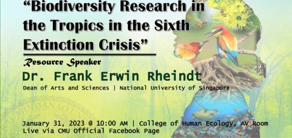 [LOOK] Everyone is invited to the Lecture of Dr. Frank Erwin Rheindt of the Department of Biological Science, Faculty of Science of the National University of Singapore, on “Biodiversity Research in the Tropics in the Sixth Extinction Crisis” on January 31, 2023, 10:00am.