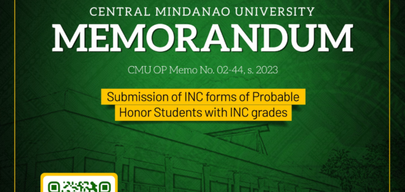 [CMU OP MEMO No. 02-44, s. 2023] Submission of INC Form of Probable Honor Students with Incomplete Grades