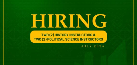 The Department of Social Sciences needs two (2) History instructors and two (2) Political Science Instructors