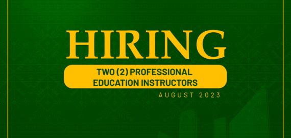 The Professional Education Department, College of Education, needs two (2) Instructors