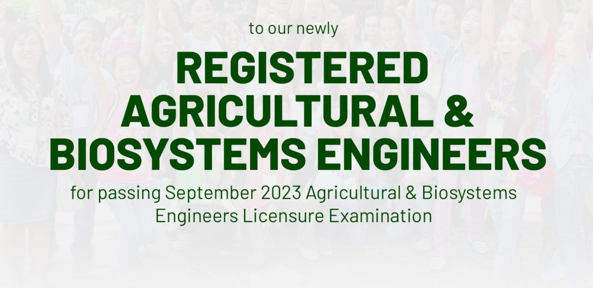 Congratulations to our newly Registered Agricultural and Biosystems Engineers