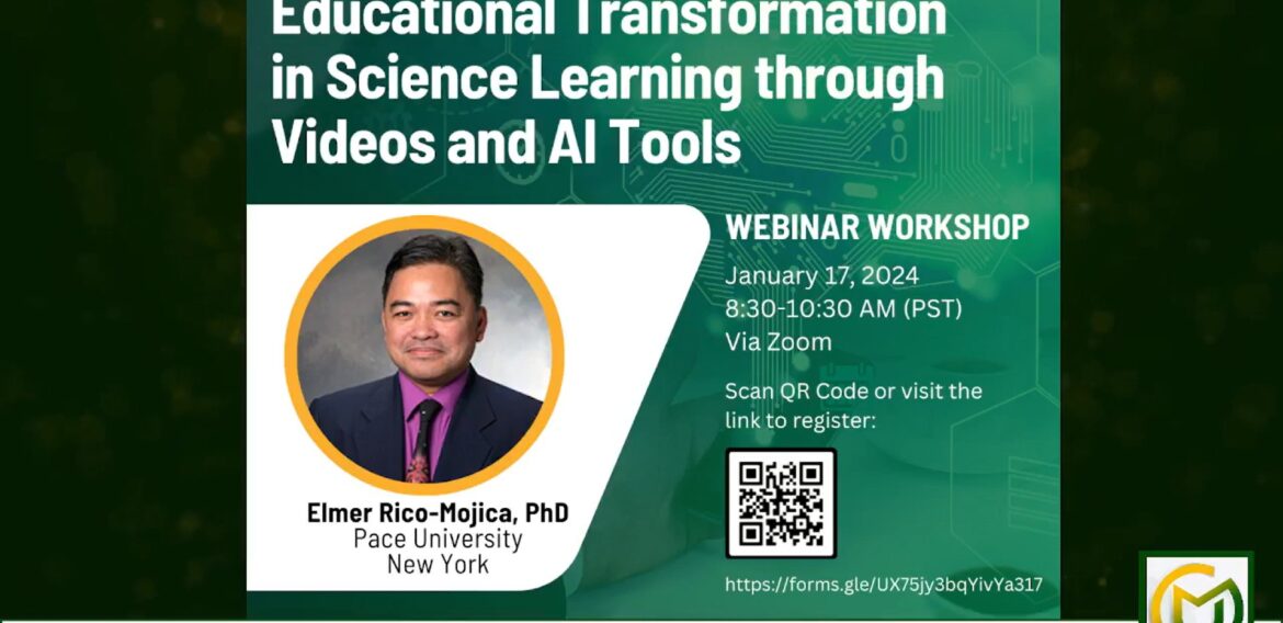Dr. Elmer-Rico E. Mojica of Pace University, New York, graced the webinar workshop on Educational Transformation in Science Learning through Videos and AI Tools