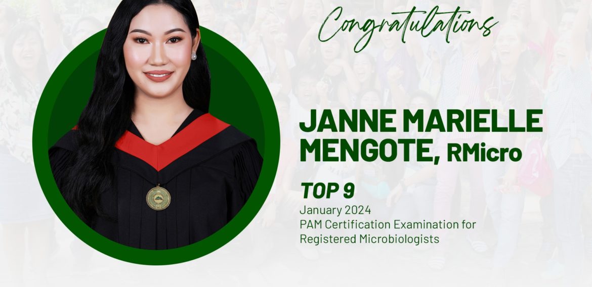 Newly Registered Microbiologists especially to Janne Marielle Mengote, RMicro, Top 9 in the January 2024 PAM Certification Examination