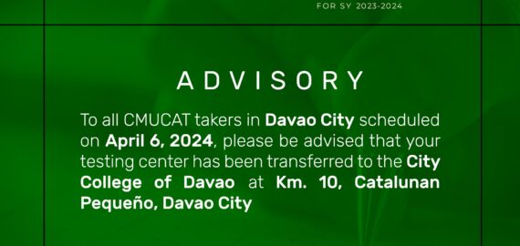 CMUCAT Takers in Davao City Rescheduled