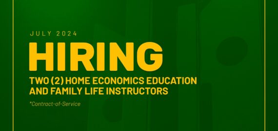 The Department of Home Economics Education and Family Life, College of Human Ecology needs two Contract of Service Instructors