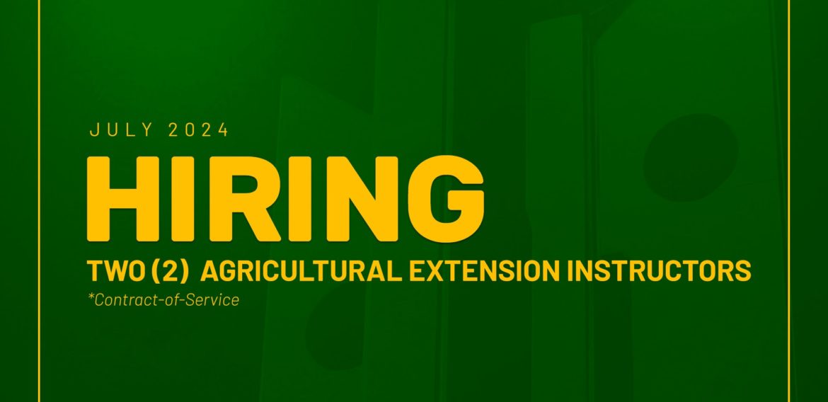 Department of Agricultural Education and Extension needs two Instructors