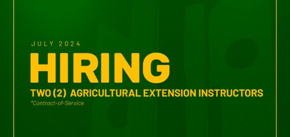 Department of Agricultural Education and Extension needs two Instructors
