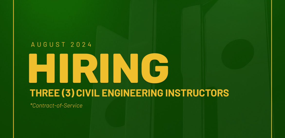 Department of Civil Engineering Needs Three Instructors