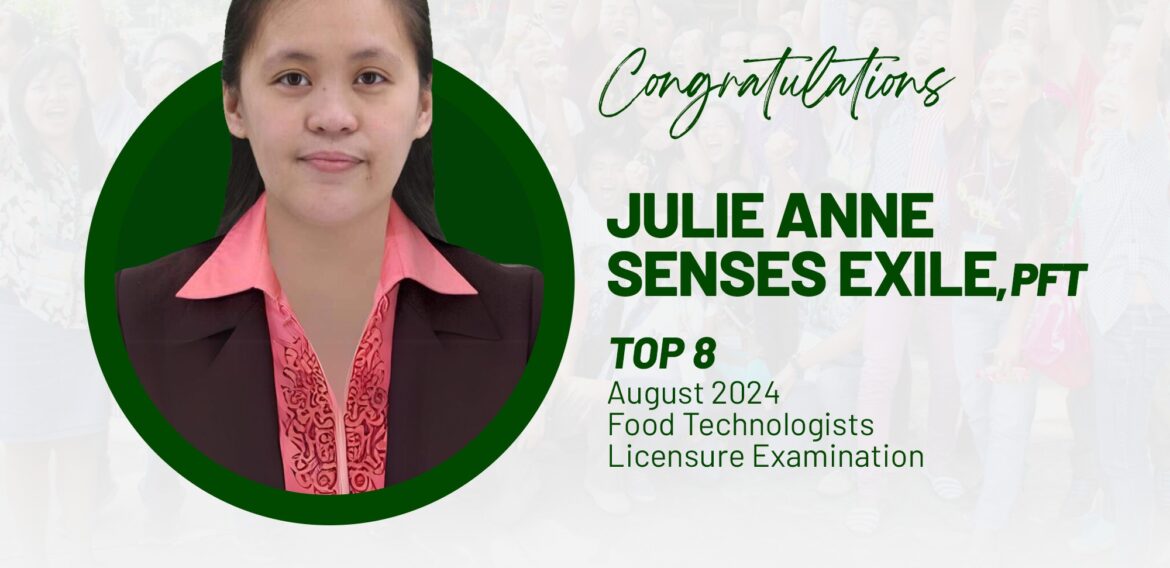 Julie Anne Senses Exile Licensure Exam in Food Technologists Licensure Examination on Augost 2024