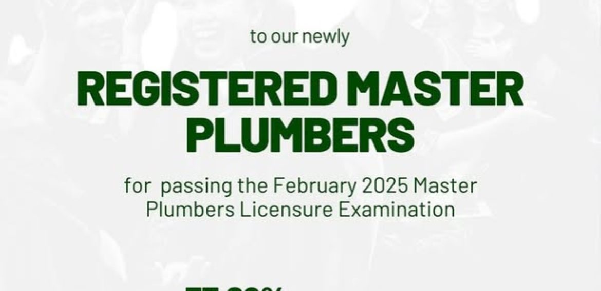 February 2025 Master Plumbers Licensure Examination ENGR. ROSE ALNGOG NALZARO, Top 4