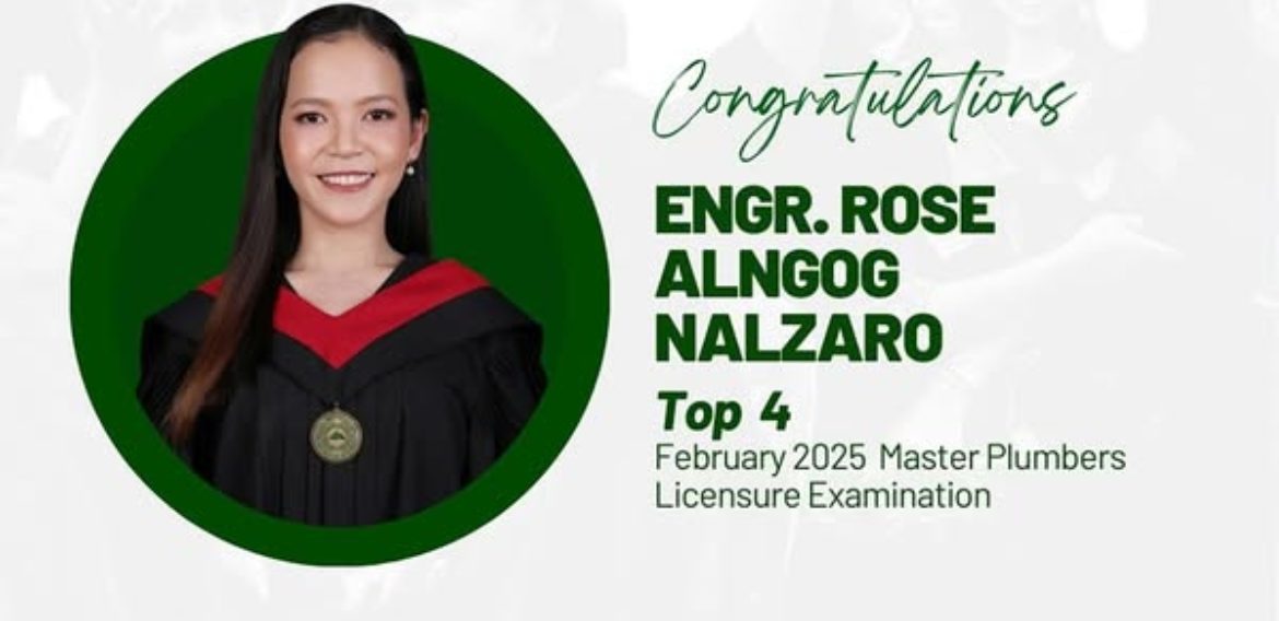 ENGR. ROSE ALNGOG NALZARO Top 4 Registered Master Plumber
