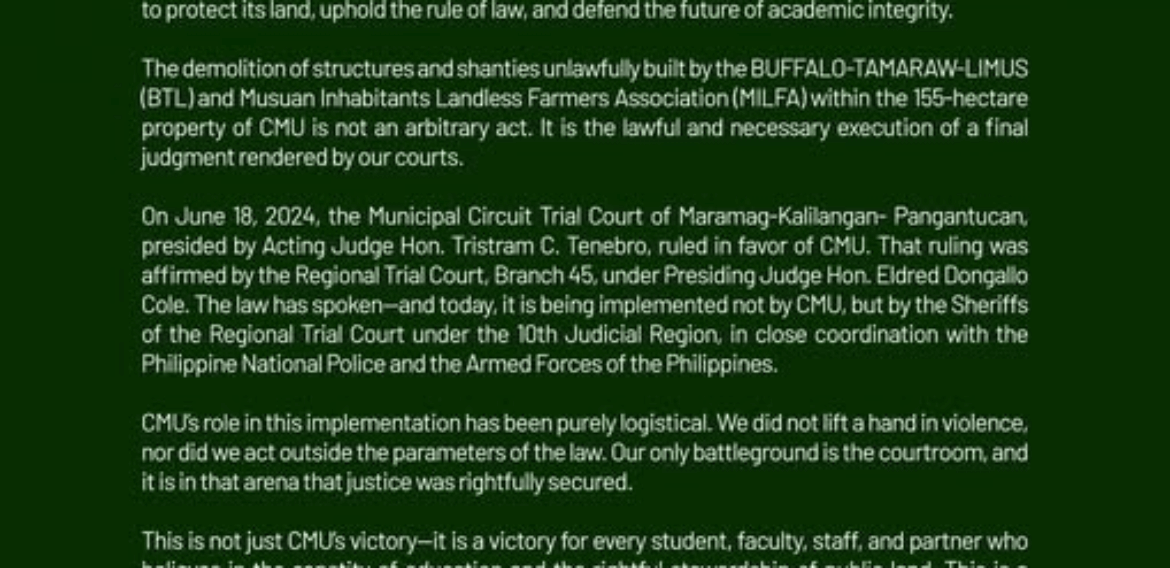 CMU OFFICIAL STATEMENT 16  of June 2025