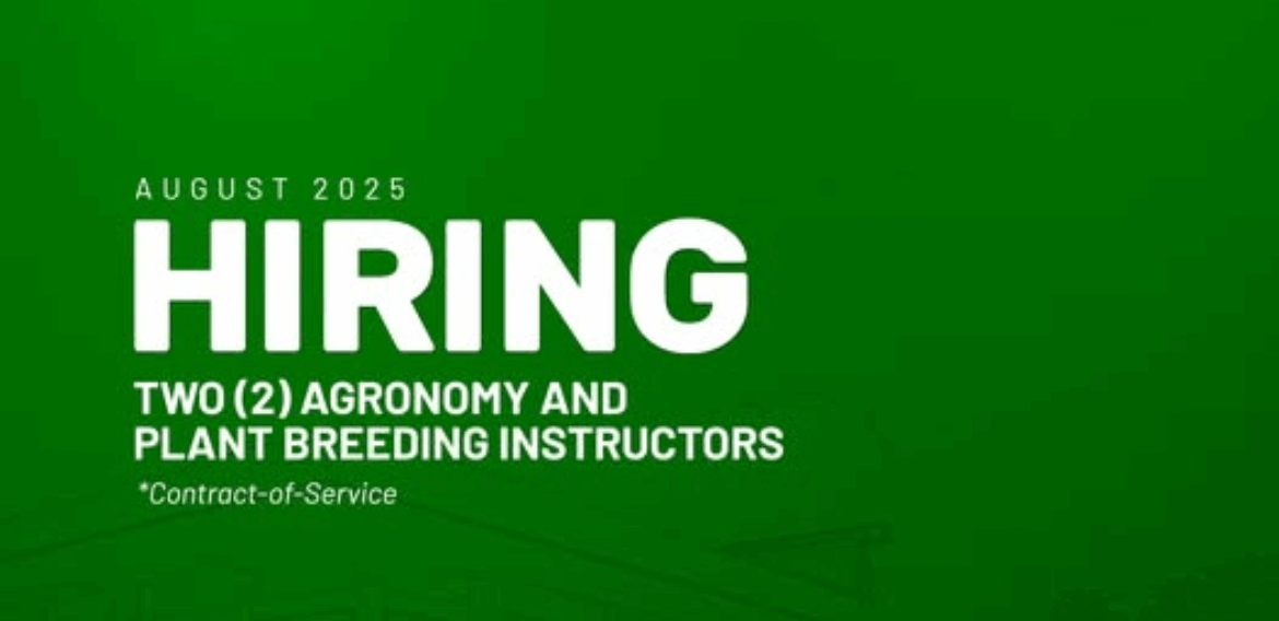 Now Hiring: Instructors, Department of Agronomy and Plant Breeding