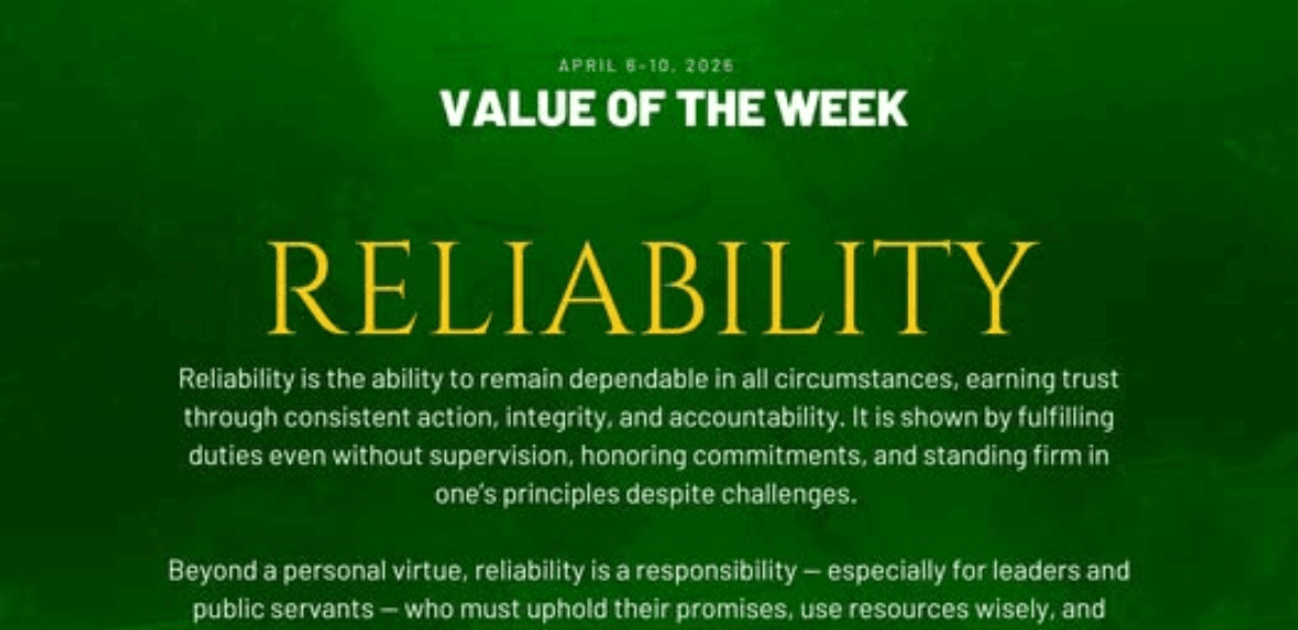 VALUE OF THE WEEK | 𝗥𝗘𝗟𝗜𝗔𝗕𝗜𝗟𝗜𝗧𝗬 | APRIL 6–10, 2026
