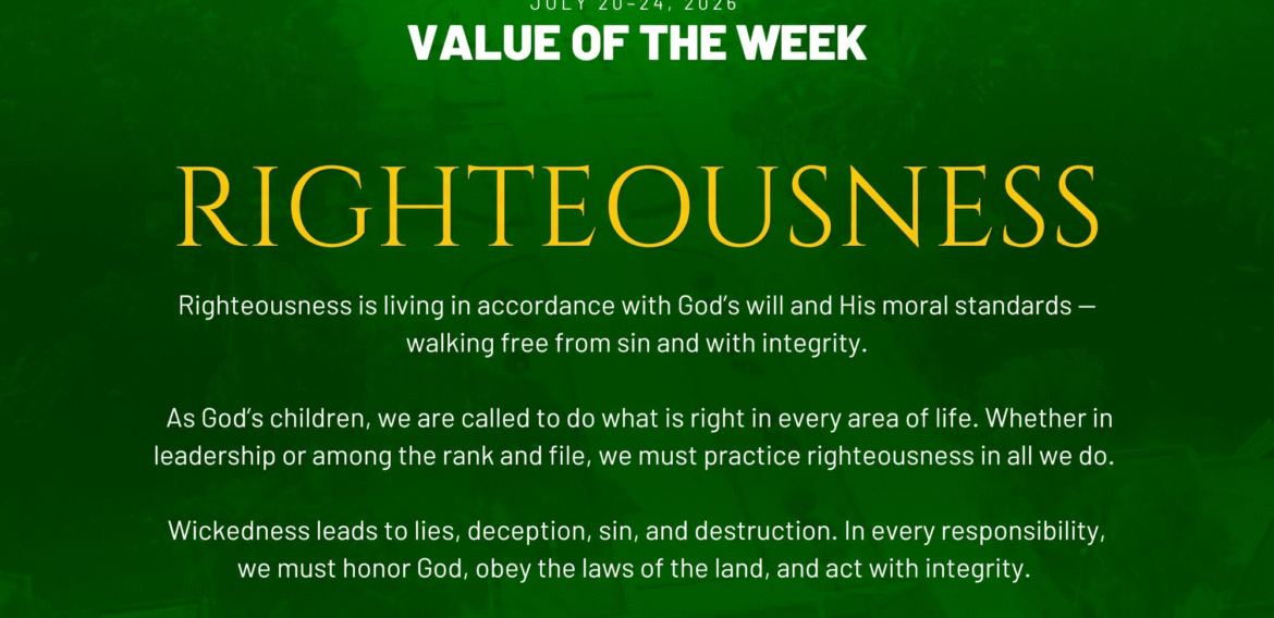 VALUE OF THE WEEK | July 20–24, 2026 | RIGHTEOUSNESS