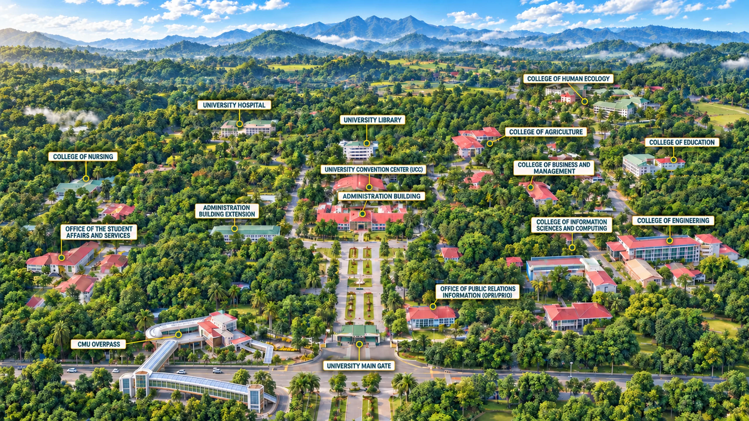 Interactive 3D map of Central Mindanao University