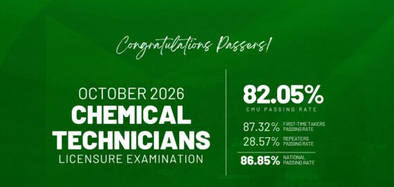 [#CMUPride] Central Mindanao University celebrates the success of its 64 newly registered Chemical Technicians who passed the October 2026 Chemical Technicians Licensure Examination!