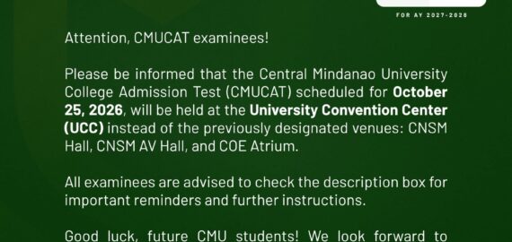 [#CMUCAT2027 ADVISORY] Change of Examination Venue and Reminders
